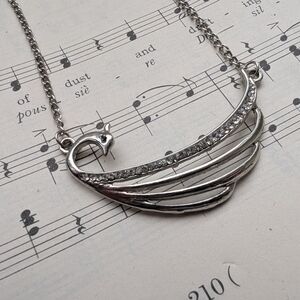 Silver Swan Pendant Necklace with Crystal Accent - Women's Jewelry